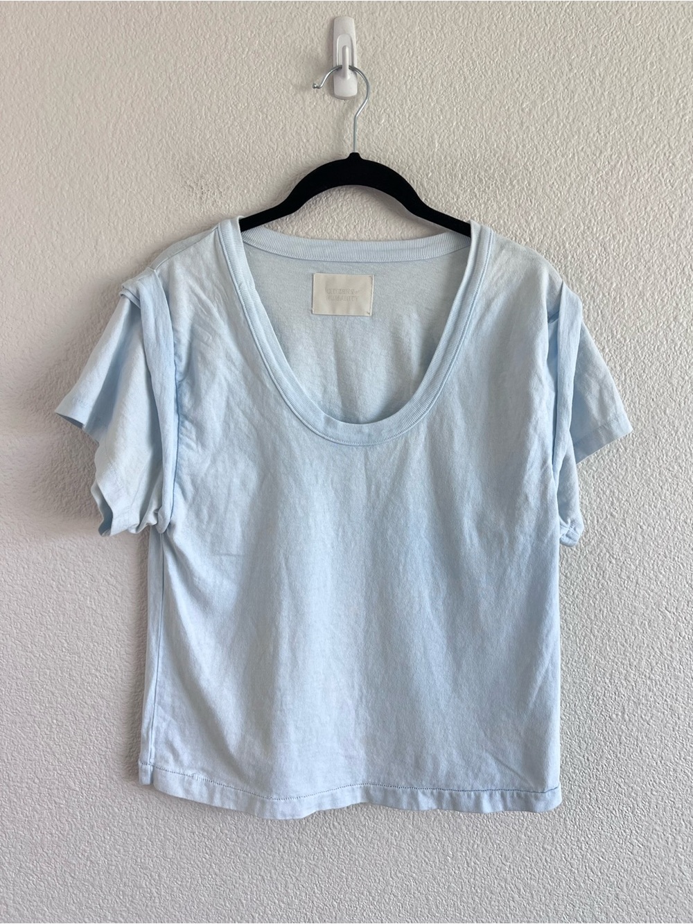 Citizens of Humanity Scoop Neck Short Sleeve Cotton T-Shirt Blue Small